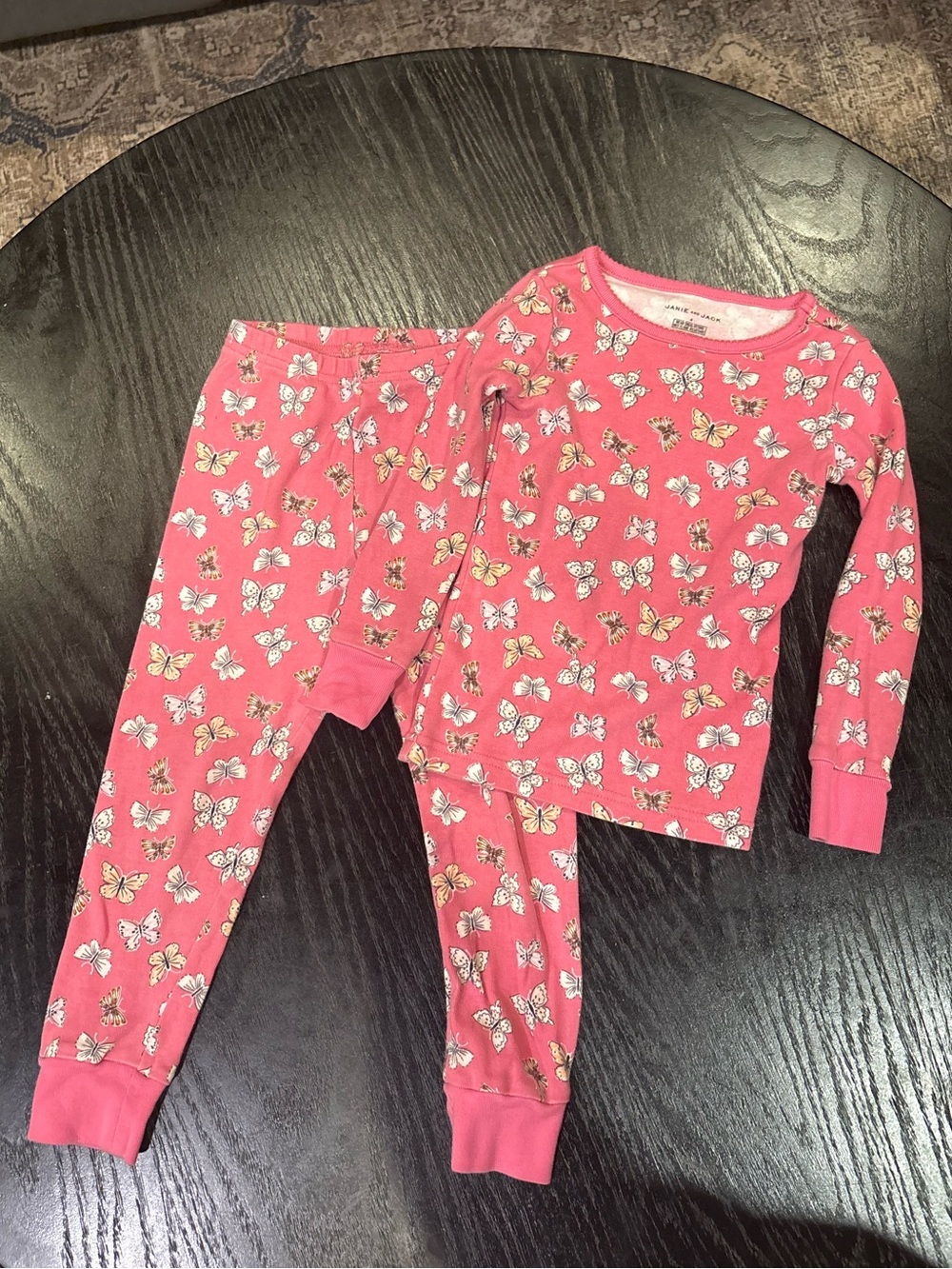 Janie and Jack Girls Cotton 2-Piece Pajama Butterly Set Size 4